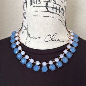 On 34th Elegant Blue Glads Crystal Collar Necklace